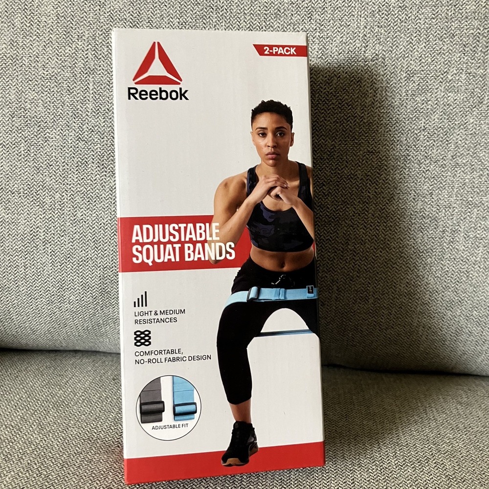2 Pack Reebok Light & Medium Resistance Adjustable Squatโ Bands Workout, NIB